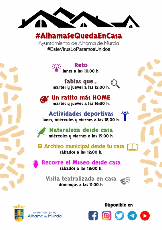Nuevos horarios de las actividades #AlhamaSeQuedaEnCasa