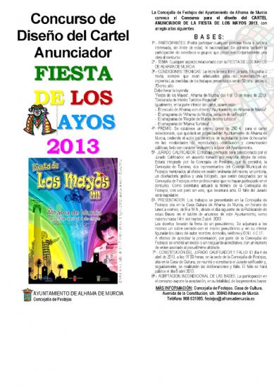 Convocado el concurso de diseo del cartel que difundir la Fiesta de Los Mayos de 2013