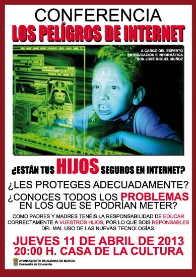 La conferencia “Los peligros de Internet” intentará poner de manifiesto la importancia que tiene el que los padres de niños y adolescentes conozcan la herramienta 