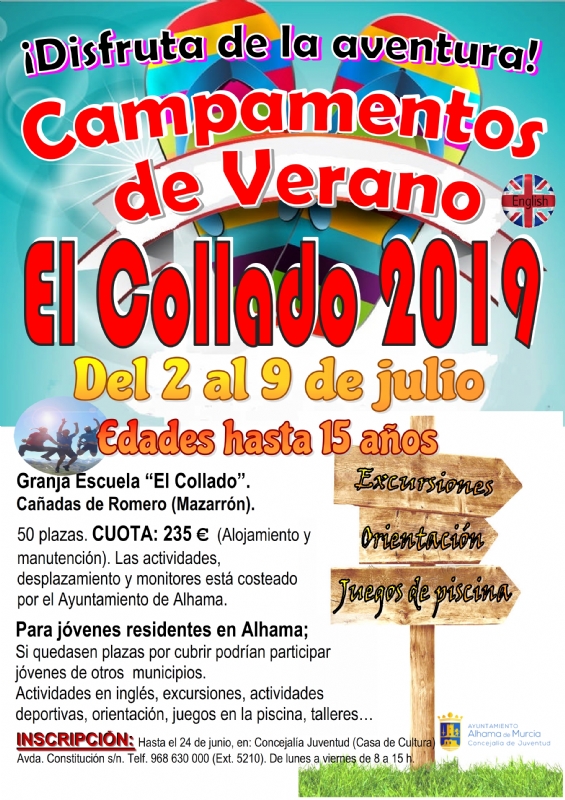 Campamento de verano El Collado 2019. Del 2 al 9 de julio