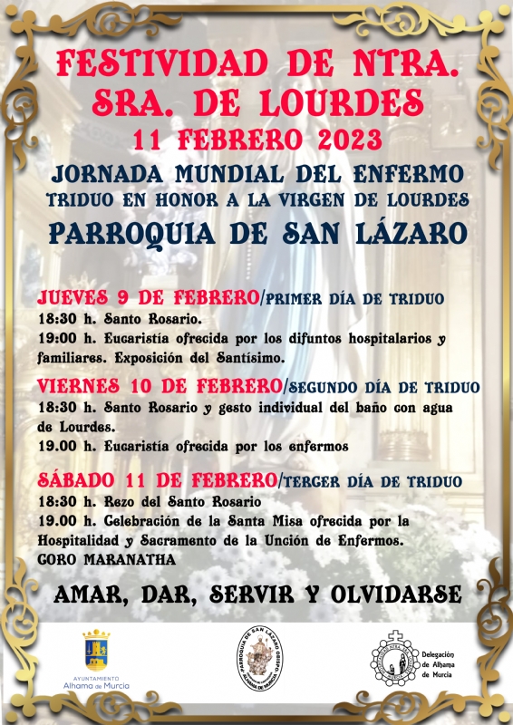 Actividades con motivo de la festividad de Ntra. Sra. de Lourdes: 11 de febrero de 2023