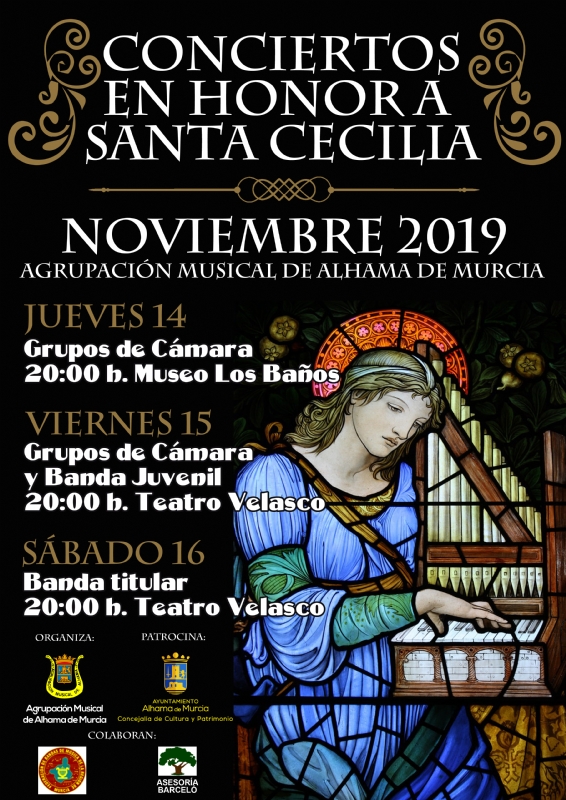 Conciertos en honor a santa Cecilia 2019 de la Agrupacin Musical de Alhama: 14, 15 y 16 de noviembre