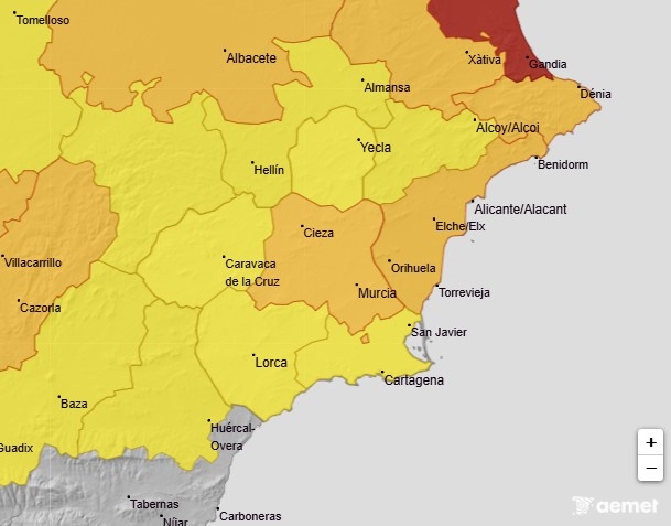 El aviso amarillo por altas temperaturas entra en vigor hoy a las 13:00 horas en Alhama de Murcia