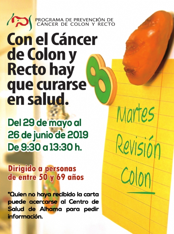 Programa de Prevencin de Cncer de Colon y Recto. Del 29 de mayo al 26 de junio de 2019