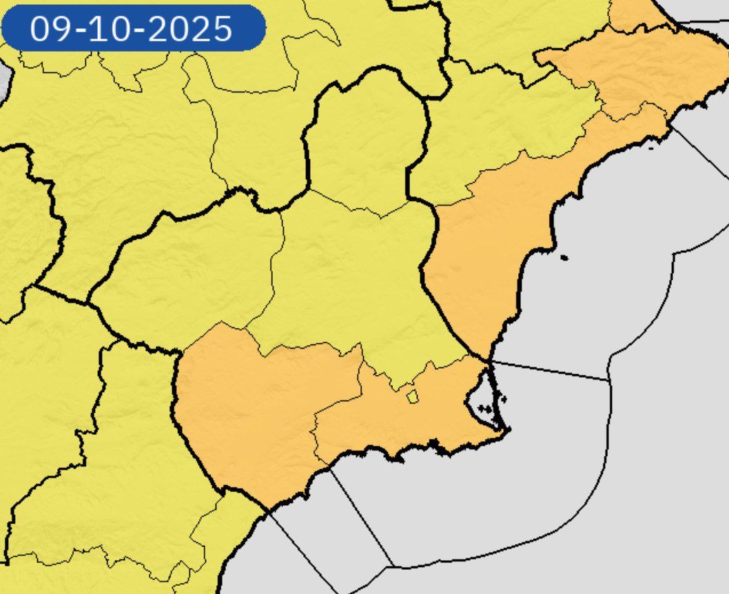 Se eleva a naranja la alerta por lluvias en Alhama de Murcia