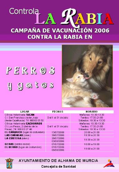 Iniciada la campaa de Vacunacin 2006 contra la Rabia en Perros y Gatos