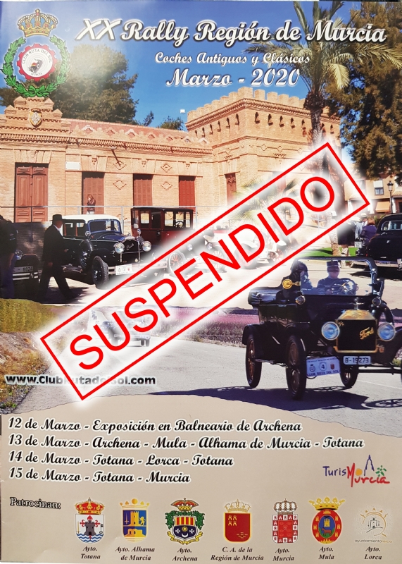 Se suspende el XX Rally Regin de Murcia, previsto para este viernes