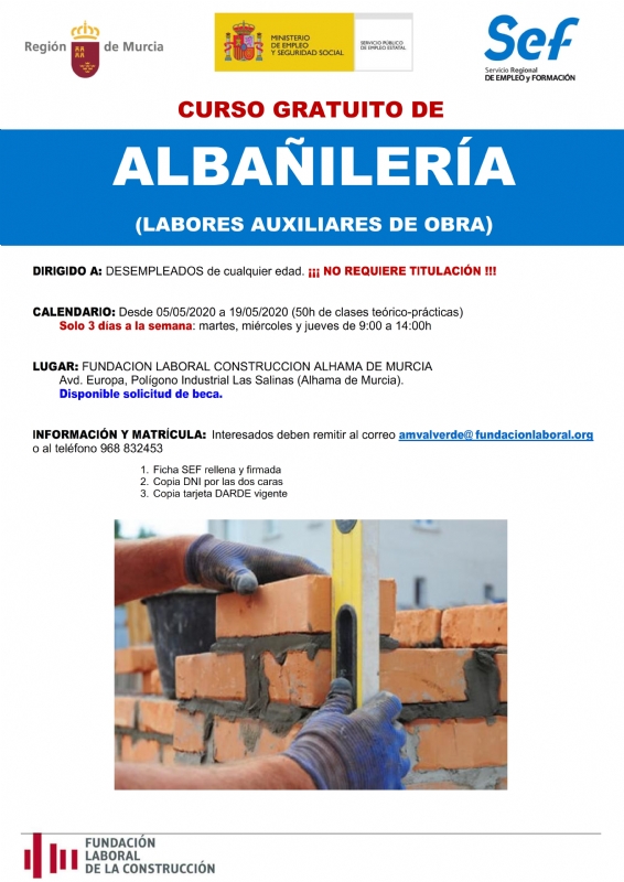 Curso gratuito de albailera en la Fundacin Laboral de la Construccin