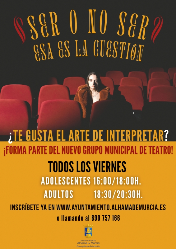 El lunes 14 de noviembre se abren las inscripciones para los talleres de teatro municipal 2022-2023