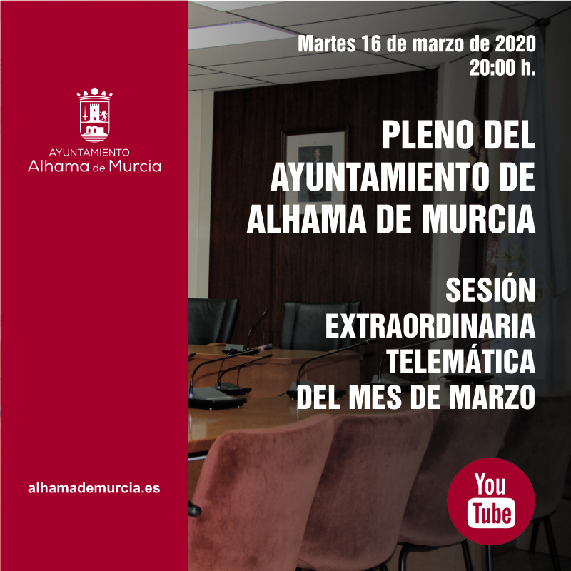 Convocatoria de Pleno: sesin extraordinaria  martes 16 de marzo de 2021