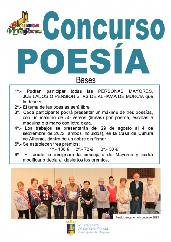 Bases del concurso de poesía y del campeonato de petanca. Semana de los Mayores 2022