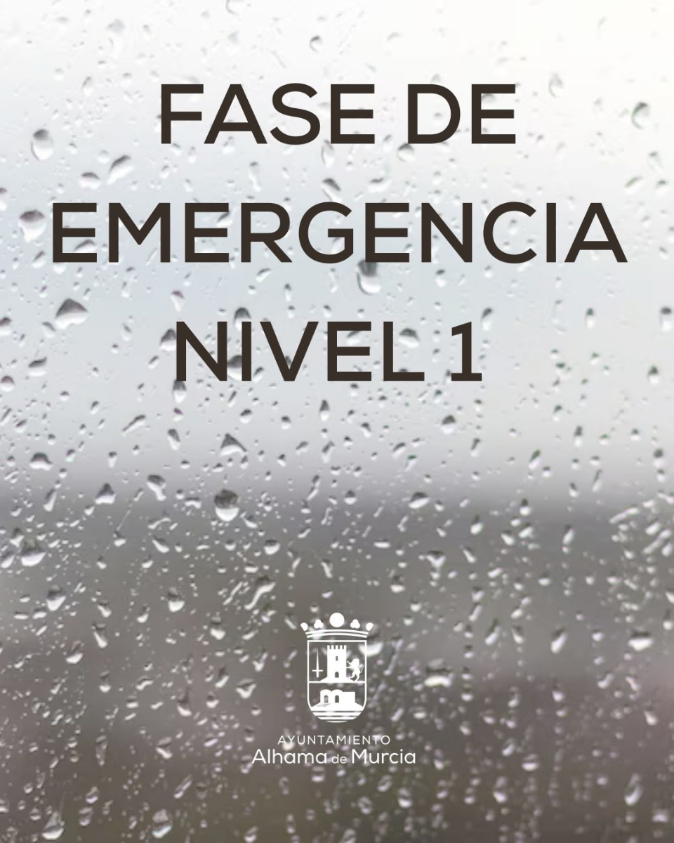Alhama de Murcia activa el Nivel 1 de Emergencia Municipal Alhama de Murcia activa el Nivel 1 de Emergencia Municipal