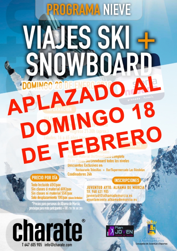 Aplazado el viaje de ski y snowboard