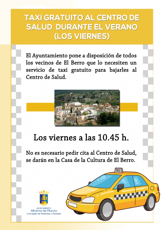 Servicio gratuito de taxi en El Berro para bajar al Centro de Salud