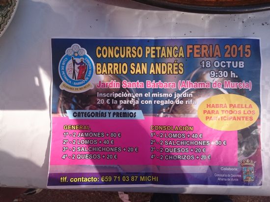 Concurso de petanca Feria 2015 en el Barrio de San Andrs
