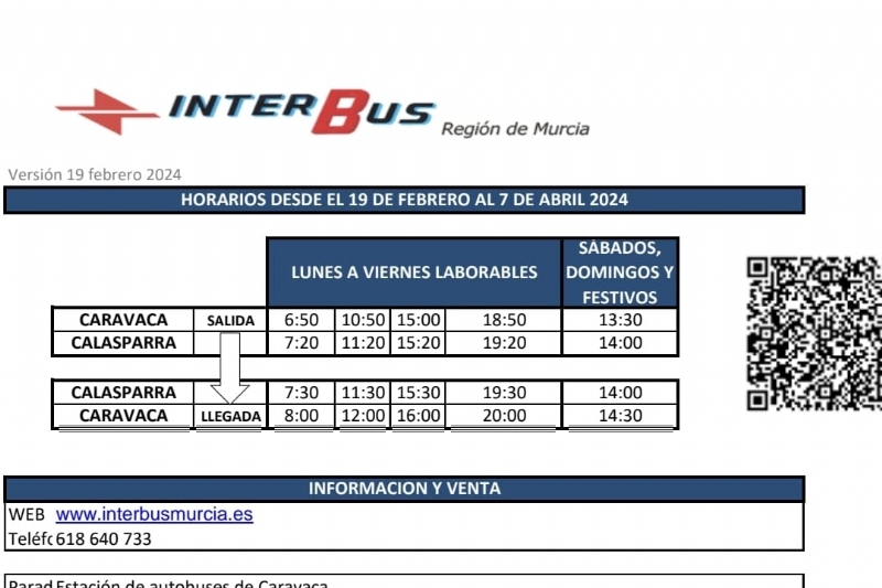Nuevos servicios de Interbus: Lorca-Murcia y Caravaca-Murcia