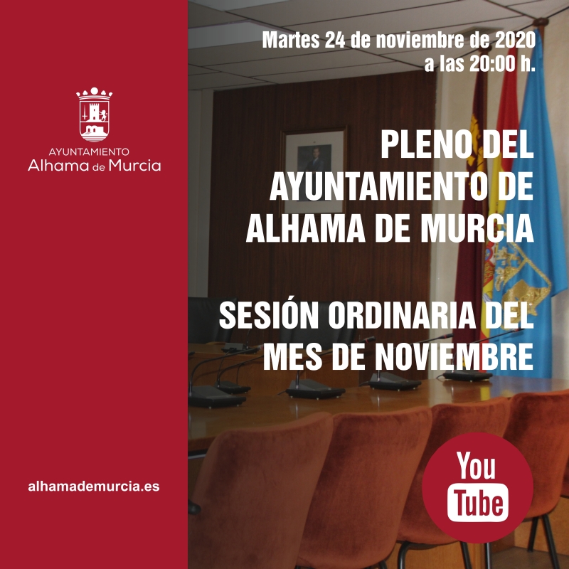 Convocatoria de Pleno: sesión ordinaria » martes 24 de noviembre de 2020