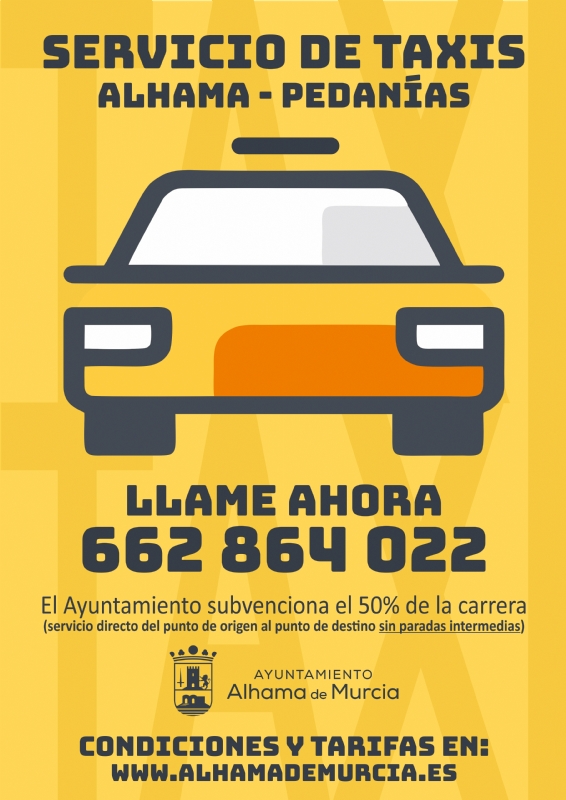 El Ayuntamiento renueva el servicio de taxis a las pedanas, subvencionando el 50% del coste