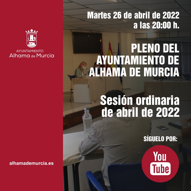 Convocatoria de Pleno: sesión ordinaria » martes 26 de abril de 2022