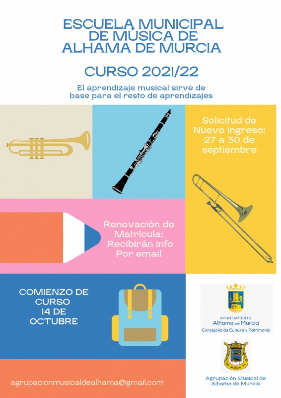 Abierto el plazo de matricula para la escuela municipal de música 2021-2022