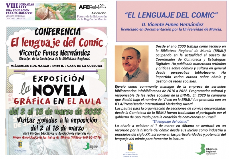 Conferencia El lenguaje del cmic y exposicin La novela grfica en el aula: 2 de marzo en la casa de la cultura