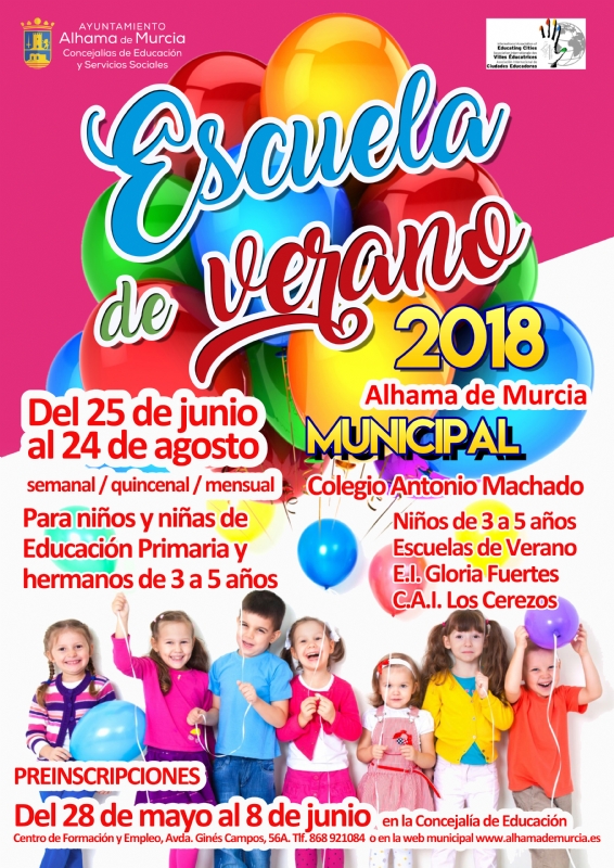 Escuela Municipal de Verano 2018: del 25 de junio al 24 de agosto