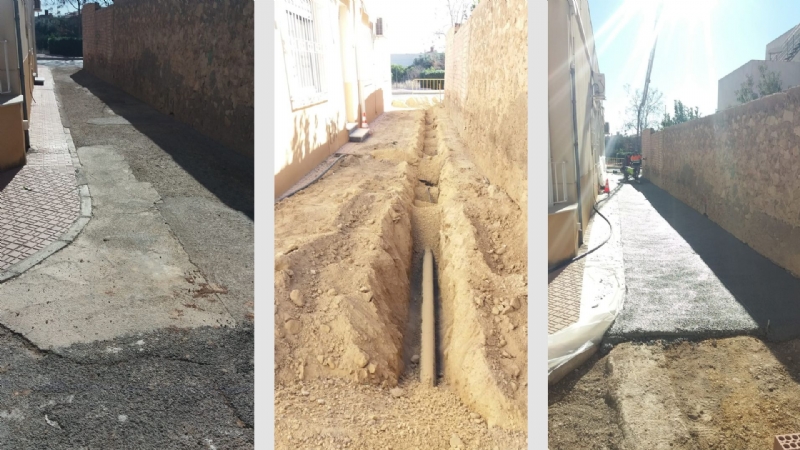 Renovación del pavimento en el callejón de la prolongación de la calle Caravaca