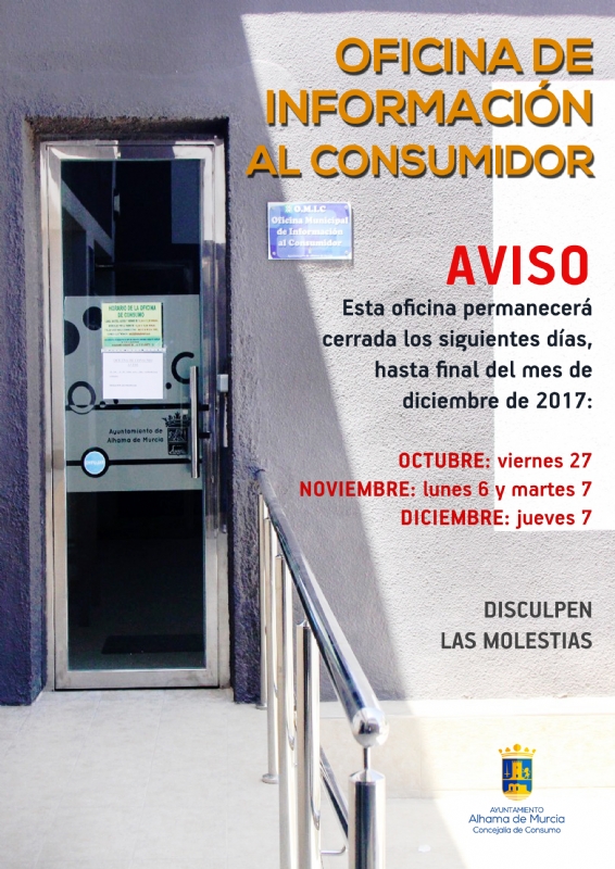 Días de cierre de la Oficina de Información al Consumidor