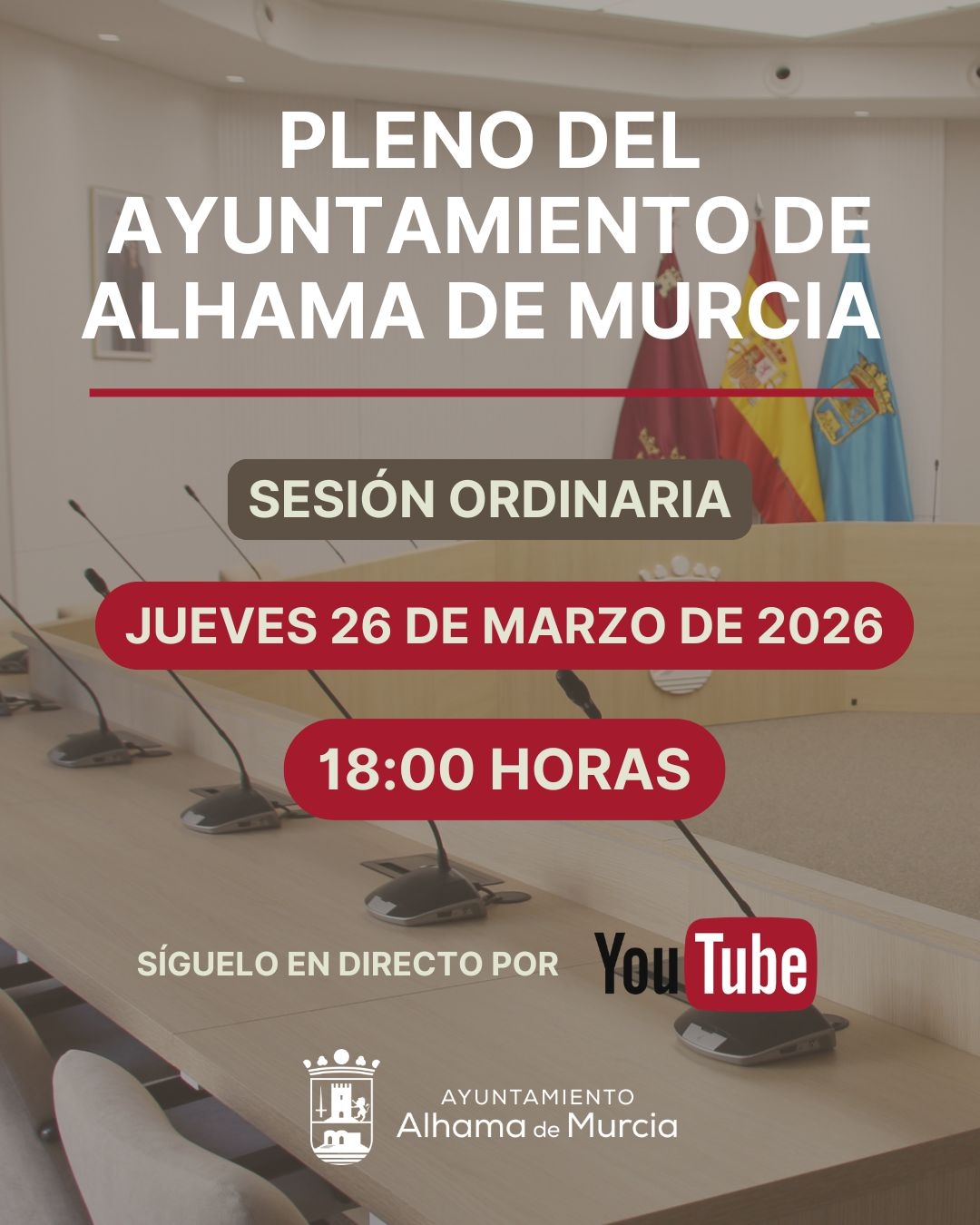 Convocatoria del Pleno Ordinario: jueves 26 de marzo de 2026