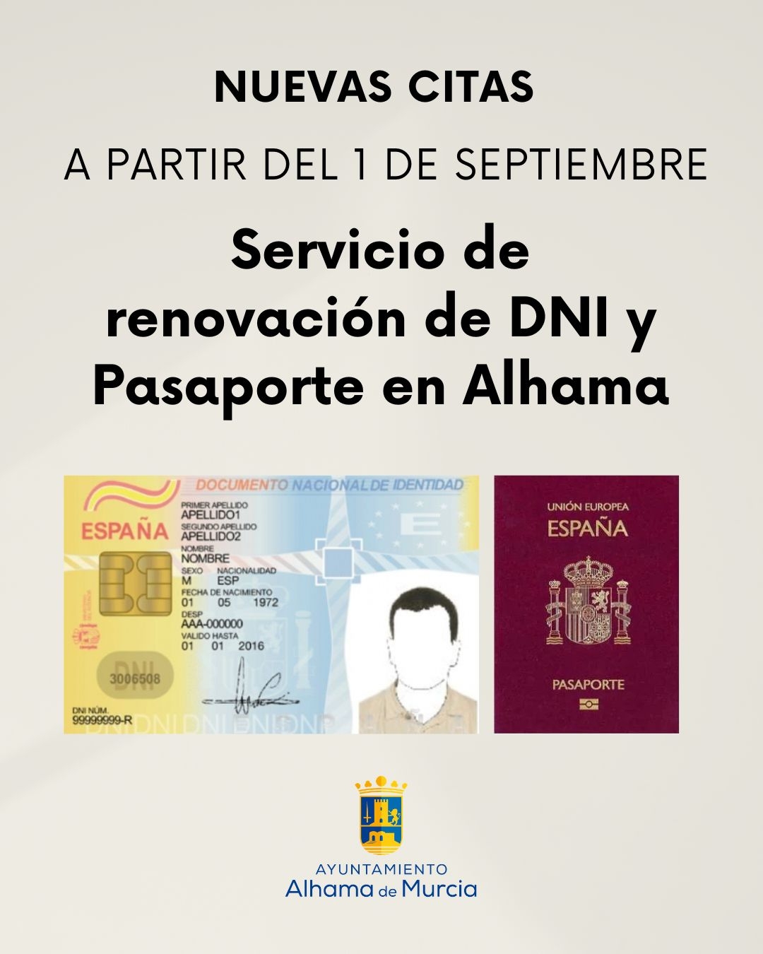 Apertura de nuevo plazo de inscripción para DNI y pasaporte a partir del martes 1