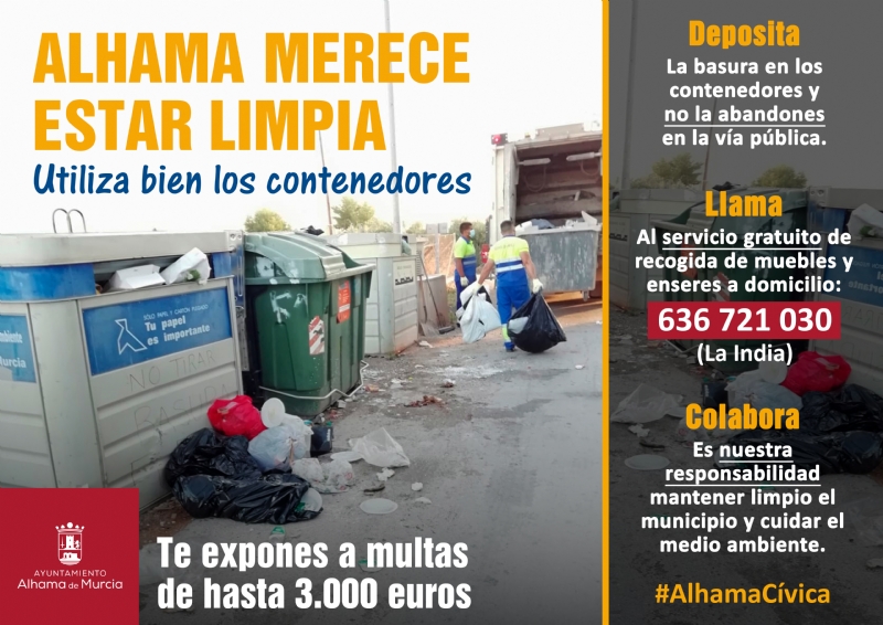 Alhama merece estar limpia, una campaa para concienciar sobre el buen uso de los contenedores