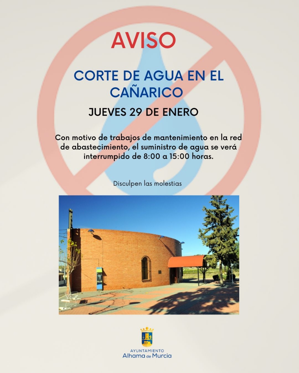 Corte temporal de suministro de agua en El Cañarico por trabajos de mantenimiento