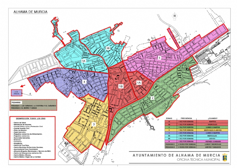 Plano de desinfección diaria del municipio por barrios
