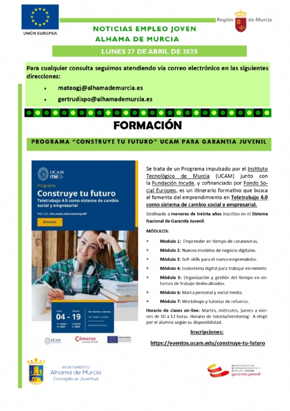 Ofertas formativas y empleo de la Región de Murcia