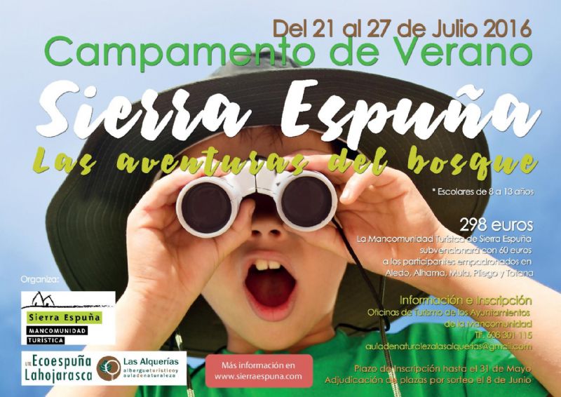 La Mancomunidad Turística de Sierra Espuña organiza el Campamento “Las aventuras del bosque”