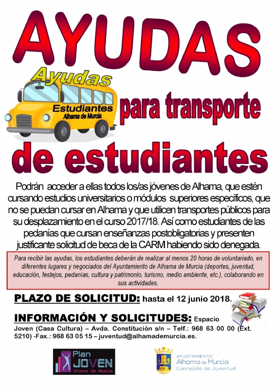 Ayudas para el transporte de estudiantes. Curso 2017-2018