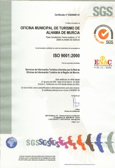 La Oficina Municipal de Turismo recibe el diploma ISO 9001:2000, certificado europeo que, con carácter legal, reconoce la calidad del servicio municipal