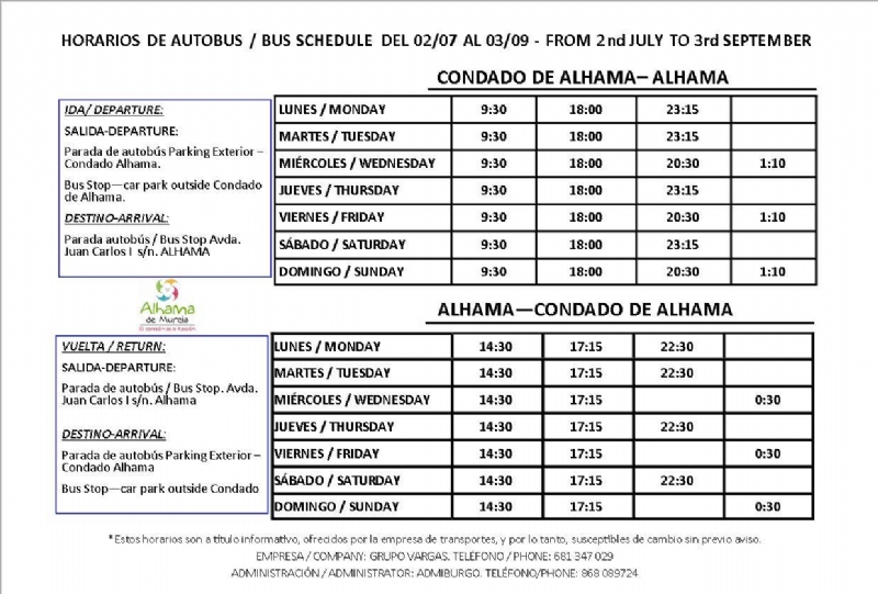 Servicio gratuito de autobús entre Alhama y el Condado sufragado por la entidad urbanística