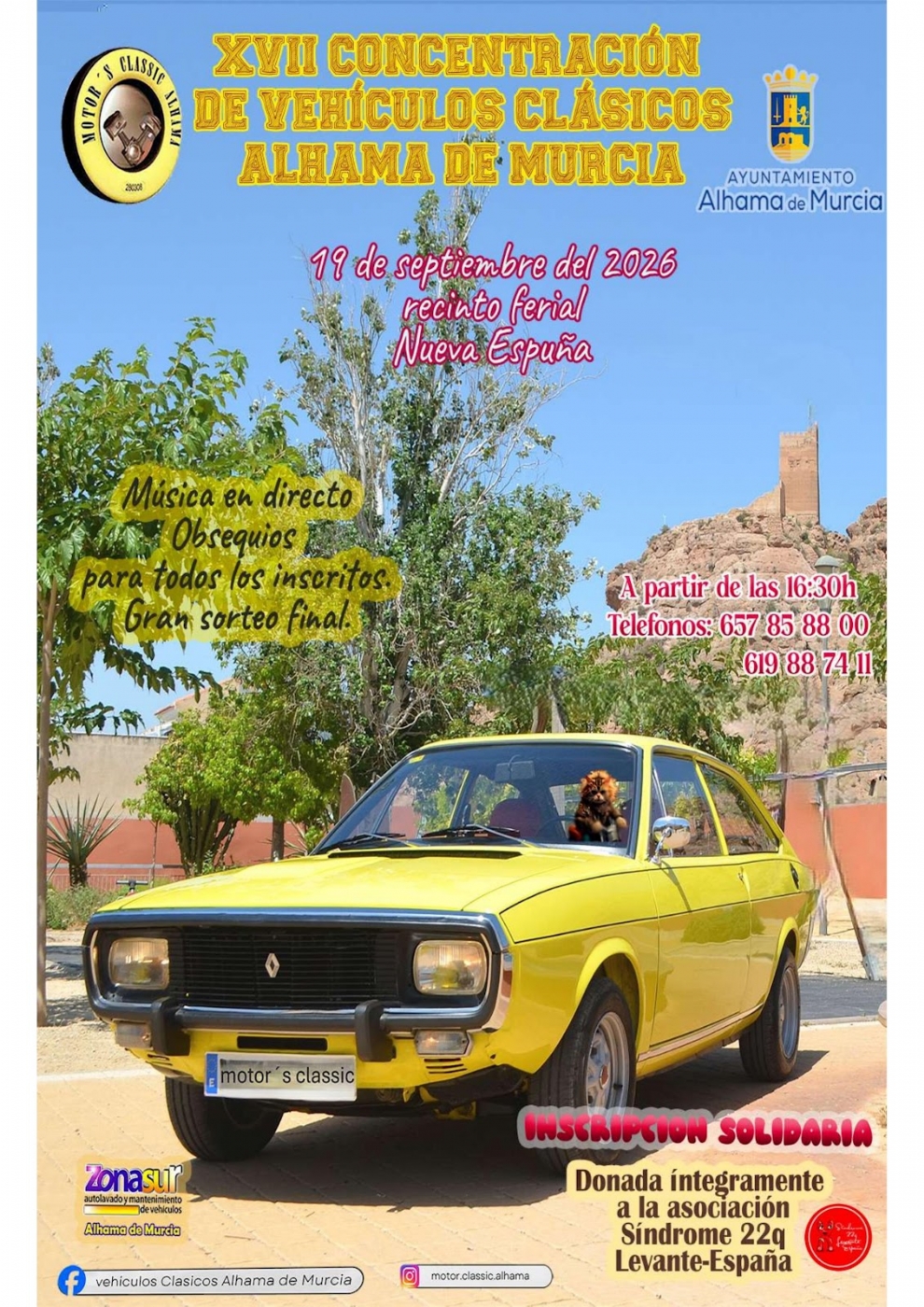 La XVII Concentración de Vehículos Clásicos reunirá motor, música y solidaridad el 19 de septiembre en Alhama