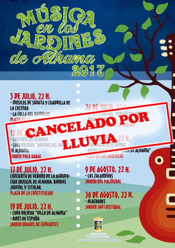 AVISO: Cancelada la actuacin de hoy de Msica en los Jardines