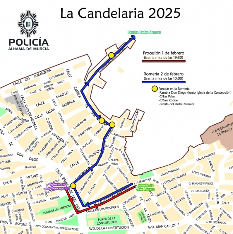 Restricciones de trfico durante la festividad de La Candelaria 2025