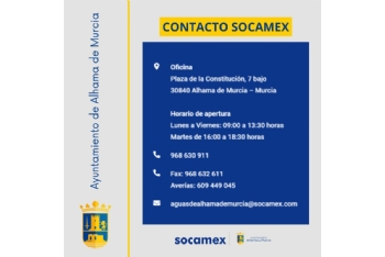 Información de contacto del servicio de aguas municipales SOCAMEX