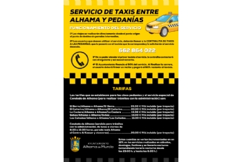 Servicio de taxis entre Alhama y pedanías