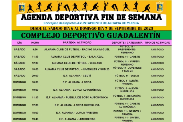 Agenda deportiva del sábado 6 hasta el domingo 7 de septiembre de 2025