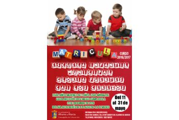 Calendario de matrícula en la Escuela Infantil Gloria Fuertes y el CAI Los Cerezos - Curso 2016/2017