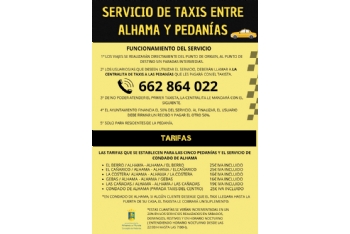 Servicio de taxis entre Alhama de Murcia y las pedanías