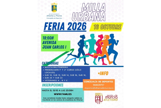 La Milla Urbana de Alhama cita a corredores de todas las edades en la Feria 2026