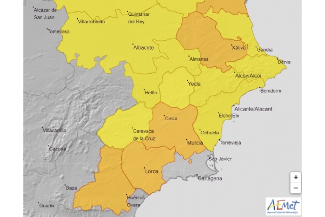  Alerta naranja por lluvias en Alhama de Murcia hasta las 22:00h