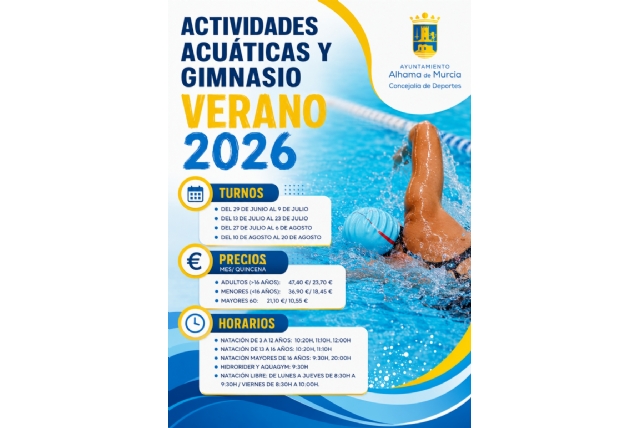 Deportes presenta la programación de actividades acuáticas y gimnasio para el verano 2026