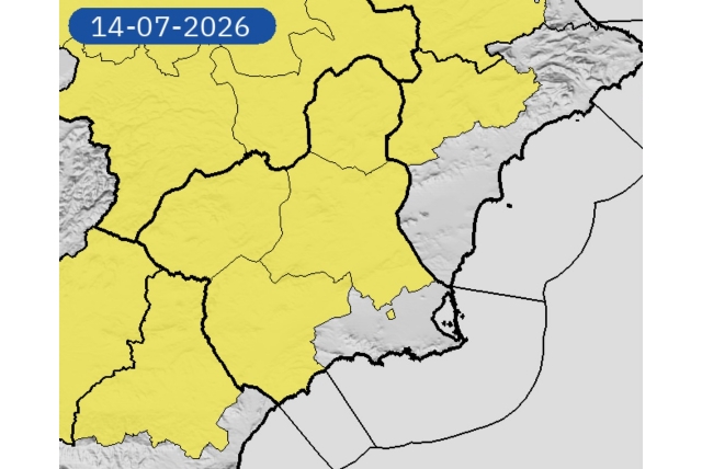 El aviso amarillo por calor regresará mañana a Alhama de Murcia El aviso amarillo por calor regresará mañana a Alhama de Murcia